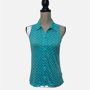 AEROPOSTALE TURQUOISE AND WHITE POLKA DOT TOP